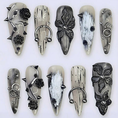 Kunstnagelset mit kreativen Halloween-Motiven und hochwertigen Verzierungen Brehn