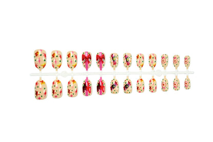 Kunstnagelset mit kreativen Blumen- und Punkte-Designs Brehn