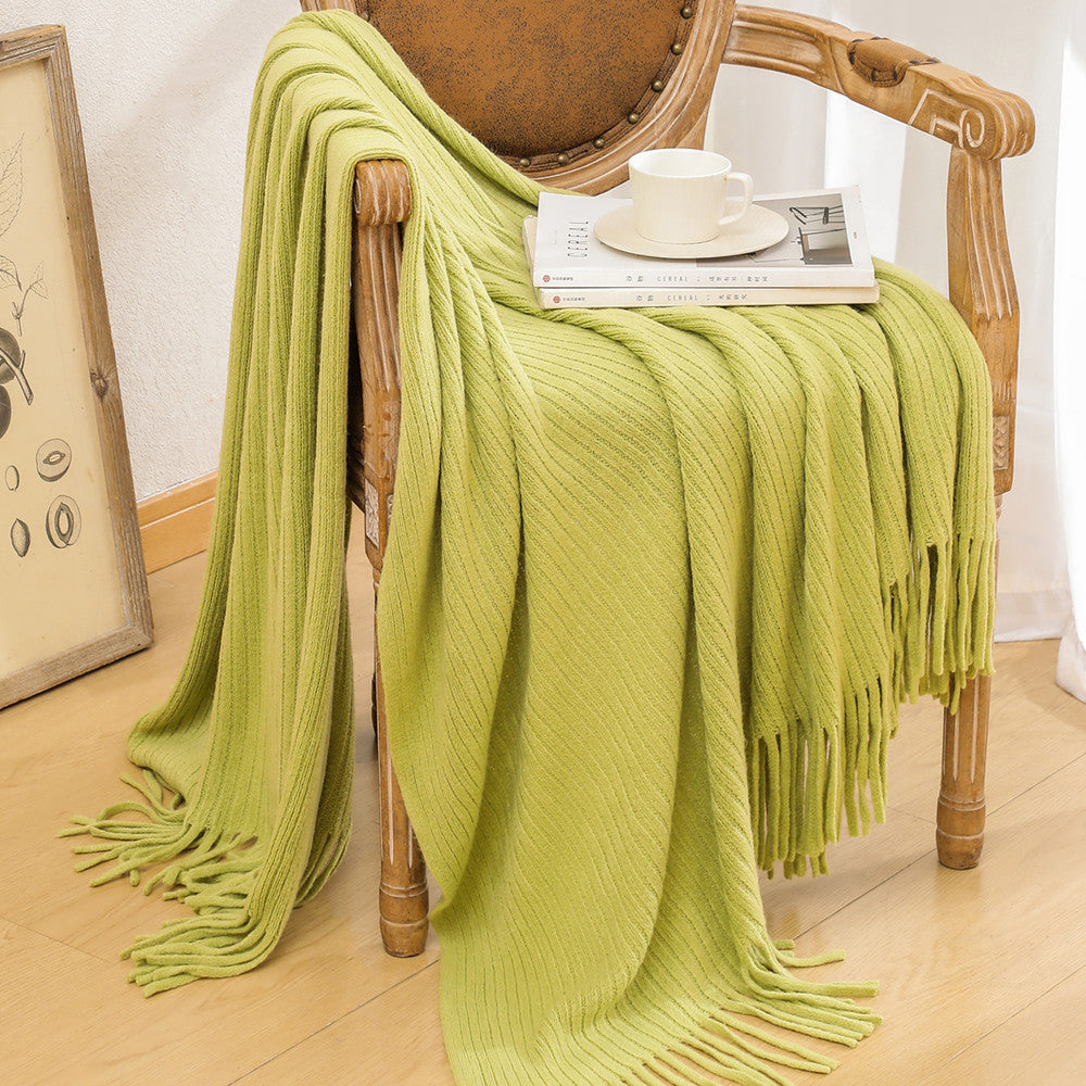Luxuriöse Texturierte Strickfransen-Wurfdecke Brehn