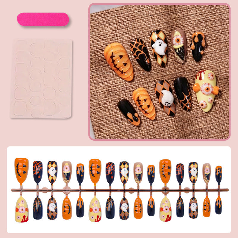 Kunstnagelset mit Halloween-Motiven und festlichen Designs Brehn