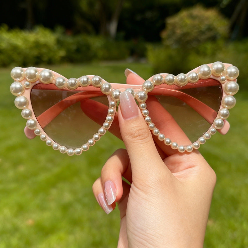 Dekorative mit Perlen verzierte Cat-Eye-Sonnenbrille Brehn