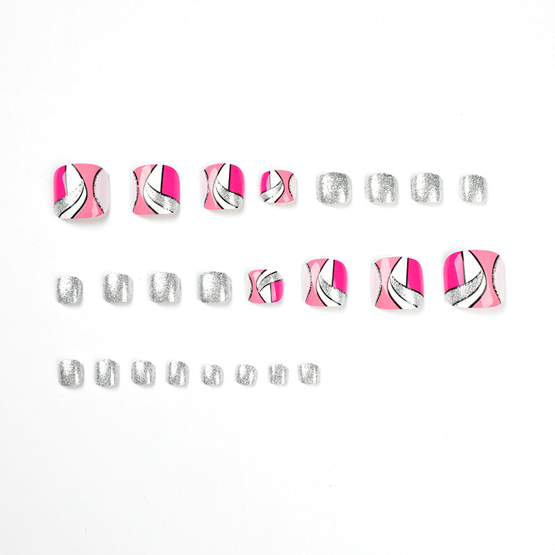 Kunstvolle Fußnagelkunst mit bunten geometrischen Designs Brehn