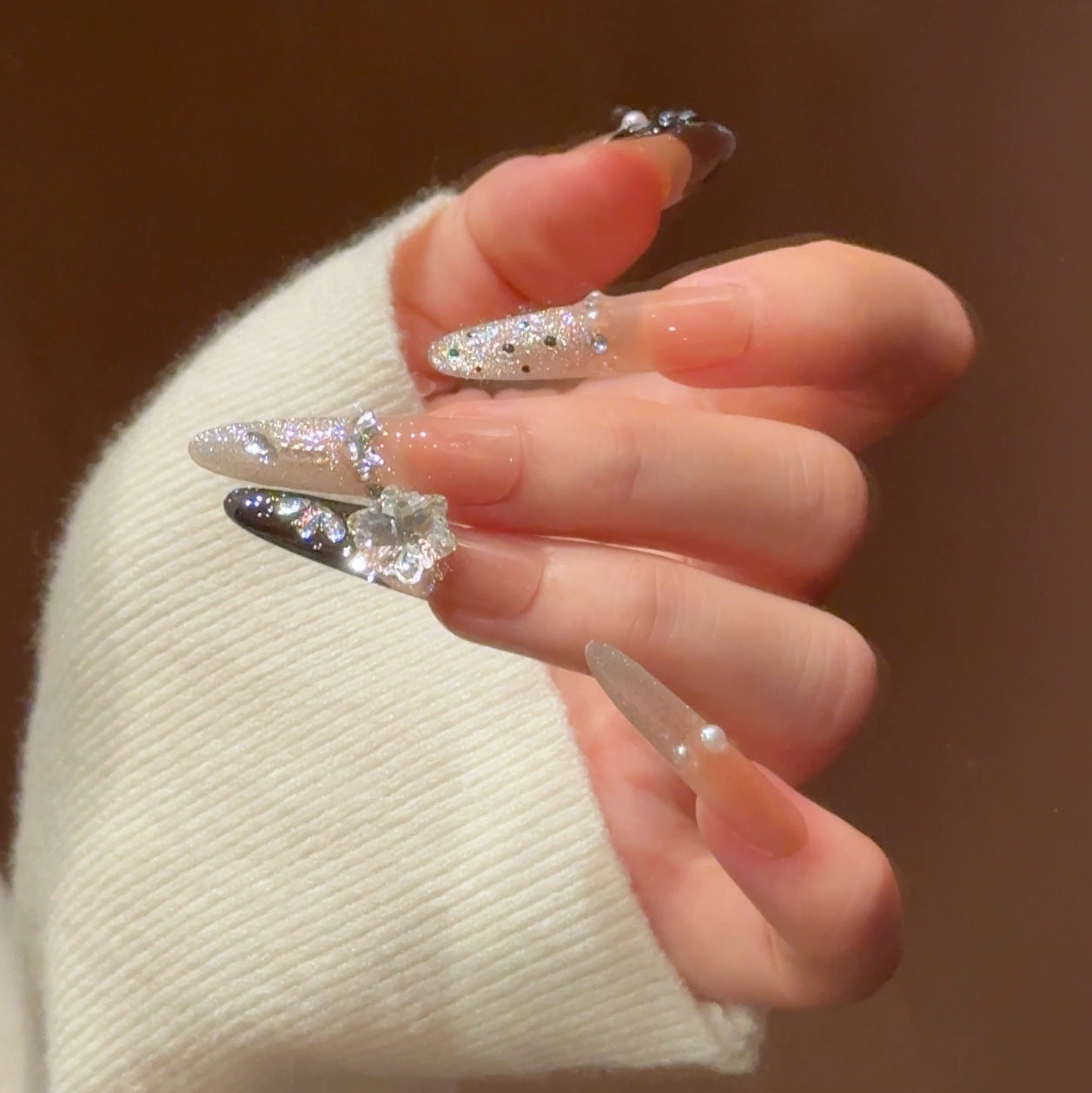 Premium Glitzernde Press-On Nagelverlängerungen Brehn