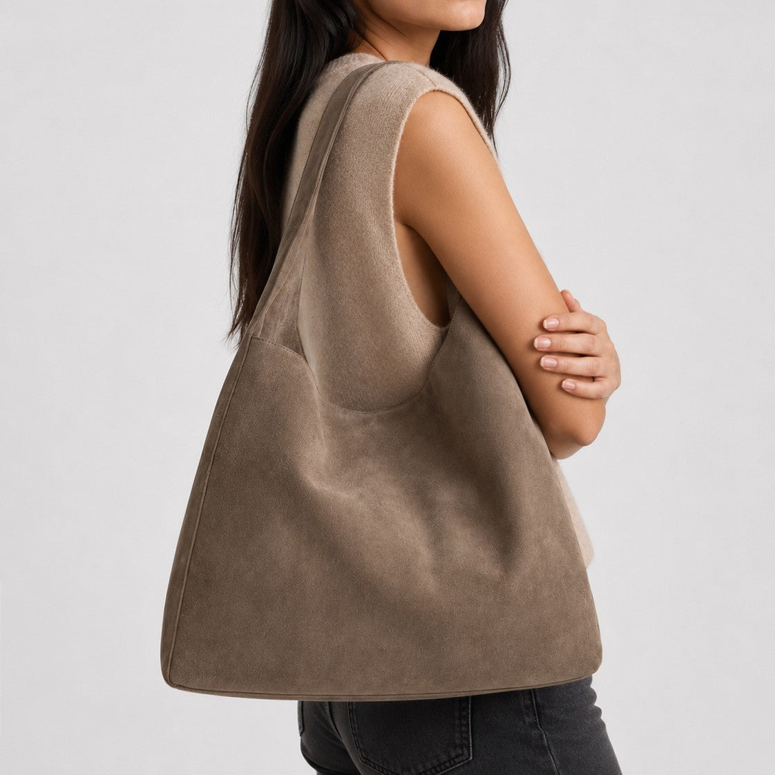 Weiche Wildleder Schlabber Schultertasche