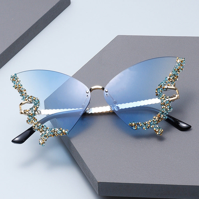 Damen extravagante Sonnenbrille mit funkelndem Butterfly-Design Brehn