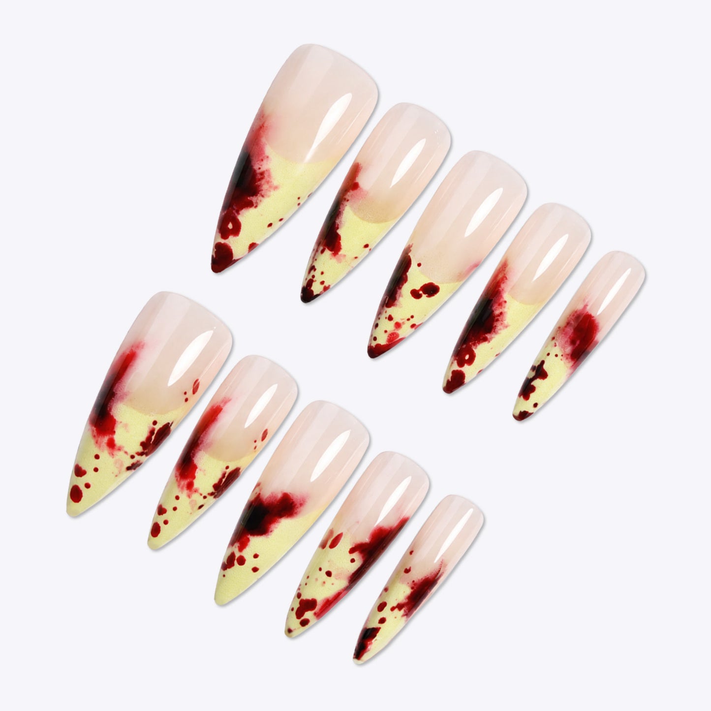 Künstlerisches Stiletto Press-On Nagelset mit tropfendem Design Brehn
