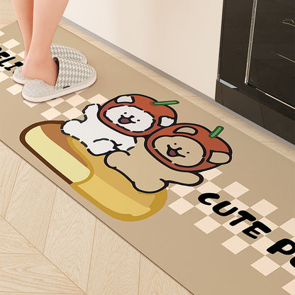 Cartoon Puppy Anti-Fatigue Kitchen Mat Set with Non-Slip Backing