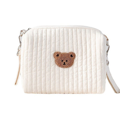 Gestepptes gepolstertes Windel-Tasche für das Kinderzimmer mit Teddy-Applikation und abnehmbarem Riemen