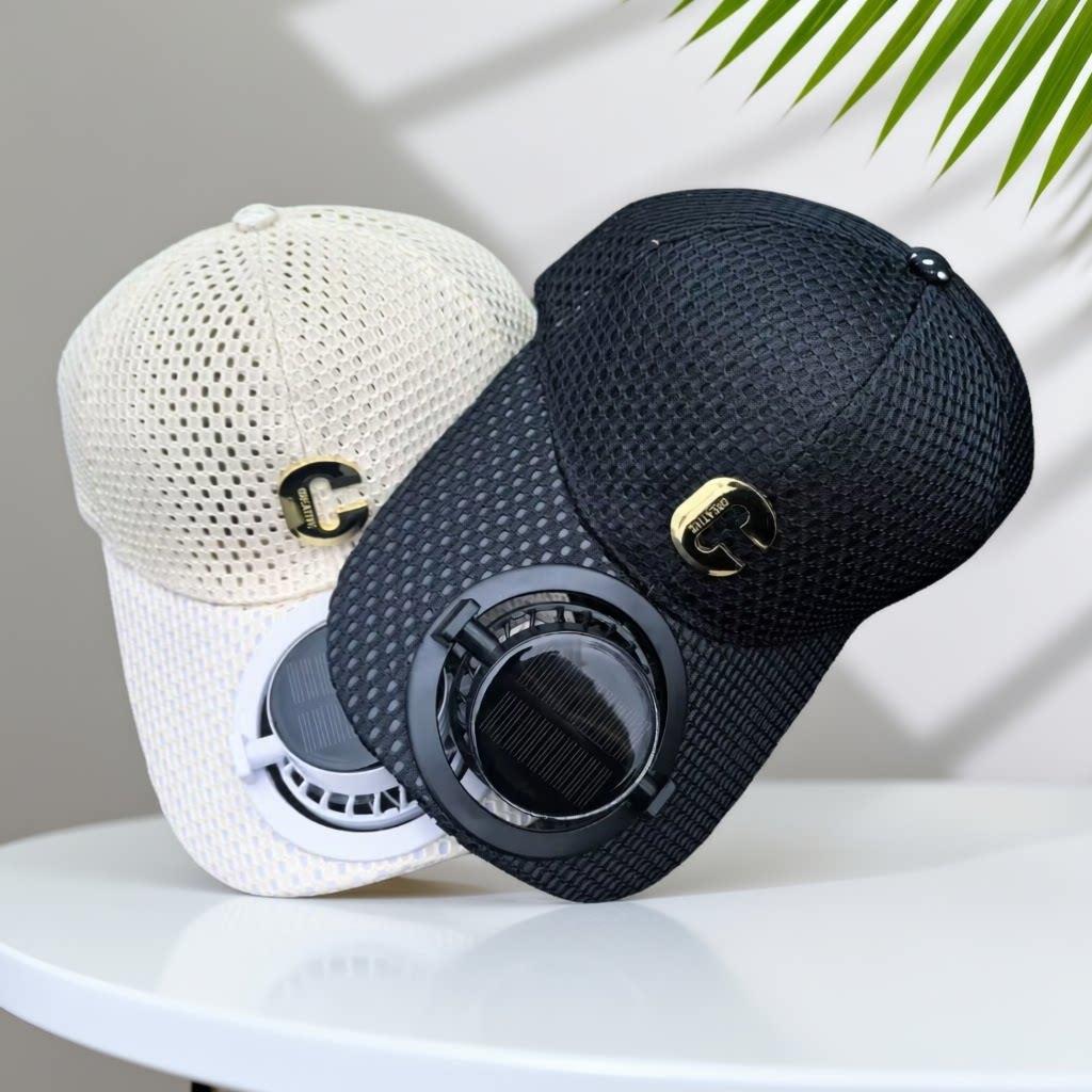 Atmungsaktive Baseballmütze mit wiederaufladbarem Ventilator im Schild und Mesh-Einsatz Brehn