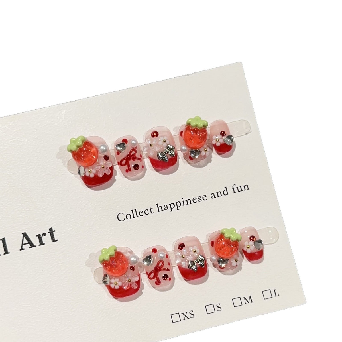 Dekoratives Erdbeer-Themen Press-On Nagelkunst Set