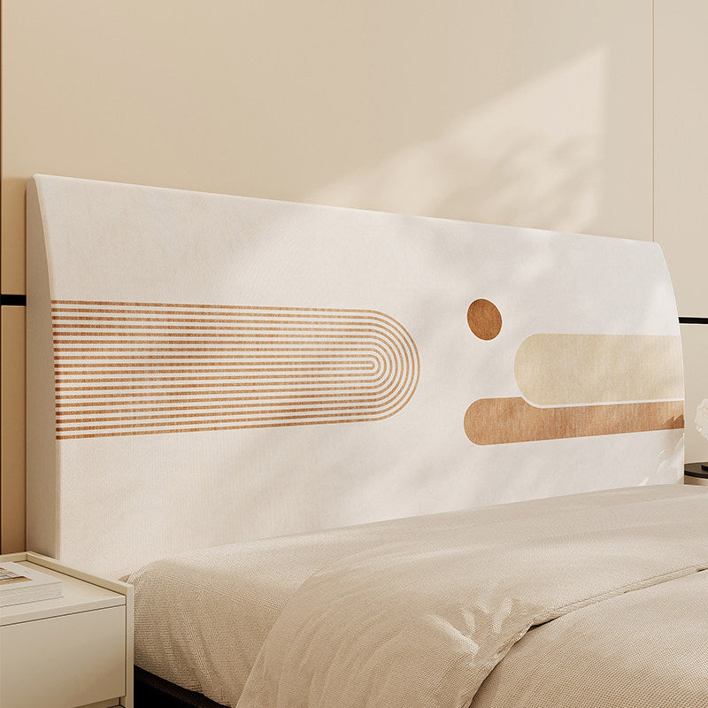 Upholstered Padded Headboard Cover with Abstract Minimalist Print