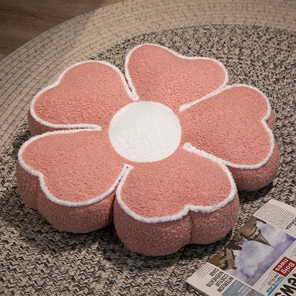 Gepolstertes Sitzkissen in Blumenform mit Kunstleder‑Mittelstück und flauschiger Randpolsterung