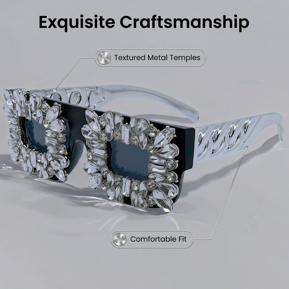 Damen Sonnenbrille im vintage Design mit funkelnden Kristallverzierungen Brehn