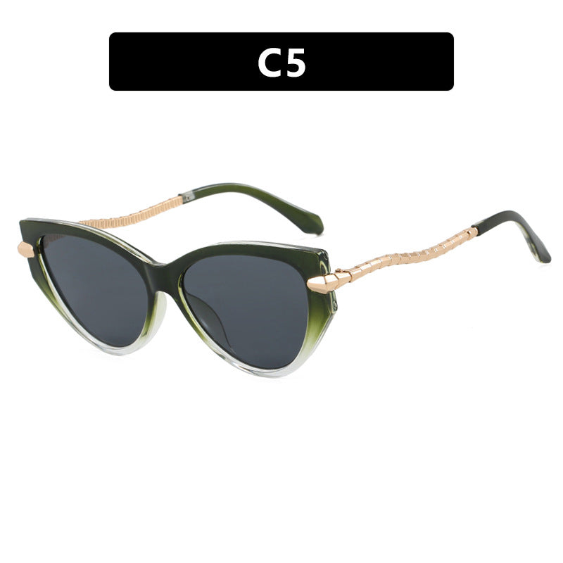 Damen Cat-Eye Sonnenbrille mit elegantem Metallrahmen und modischen Akzenten Brehn