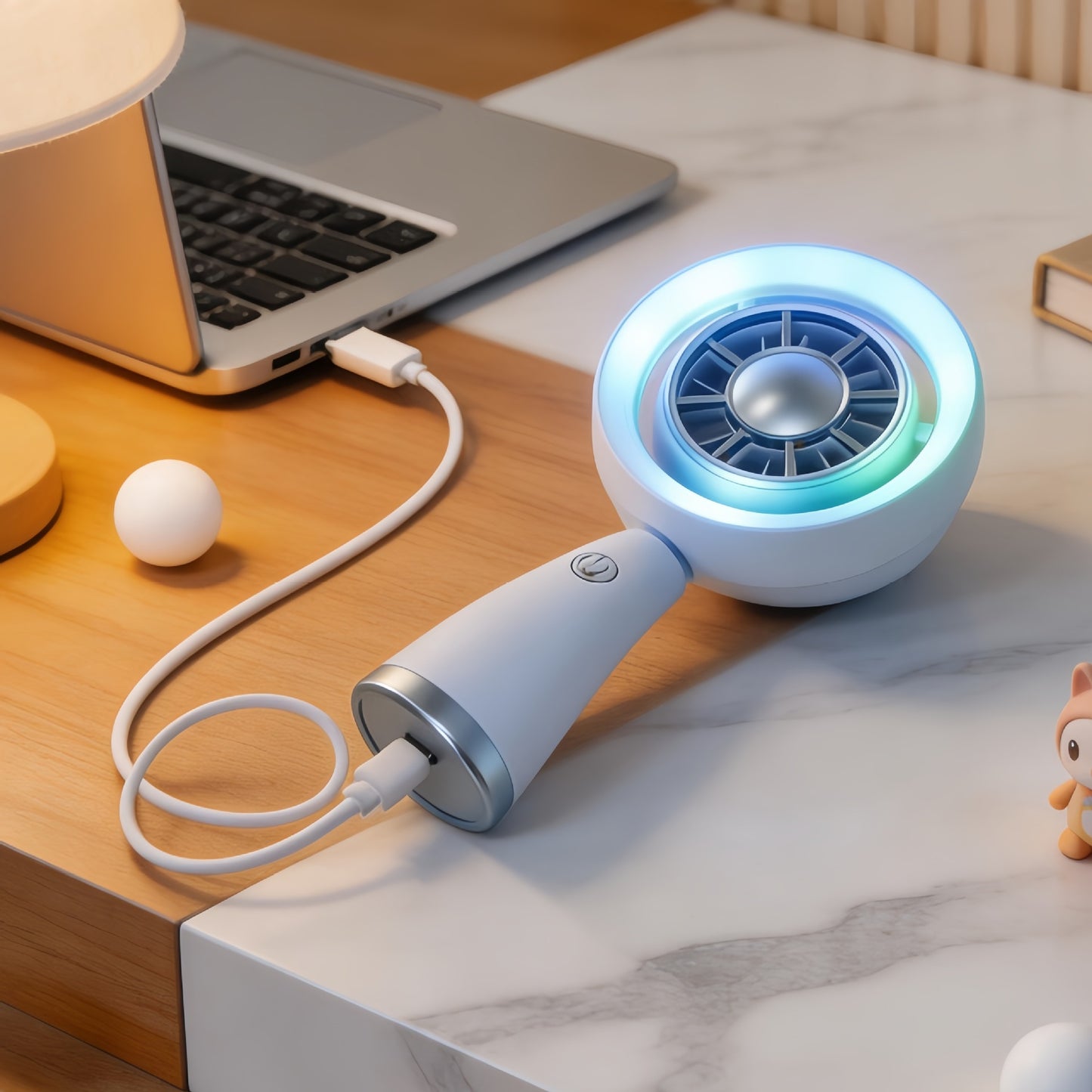 Damen Tragbarer RGB Handventilator mit USB-Ladefunktion Brehn