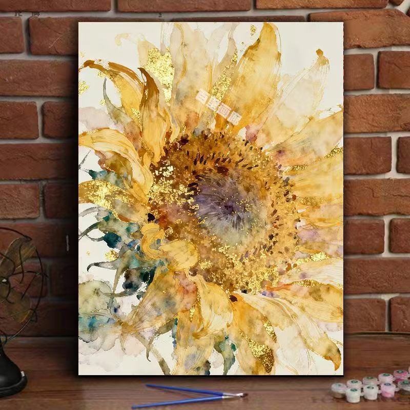 Elegante Sonnenblumen-Aquarell-Leinwandkunst Brehn