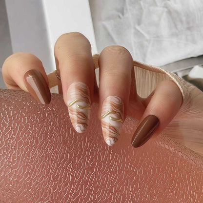 Künstlerisches Marmor Design Press-On Nagel Set Brehn