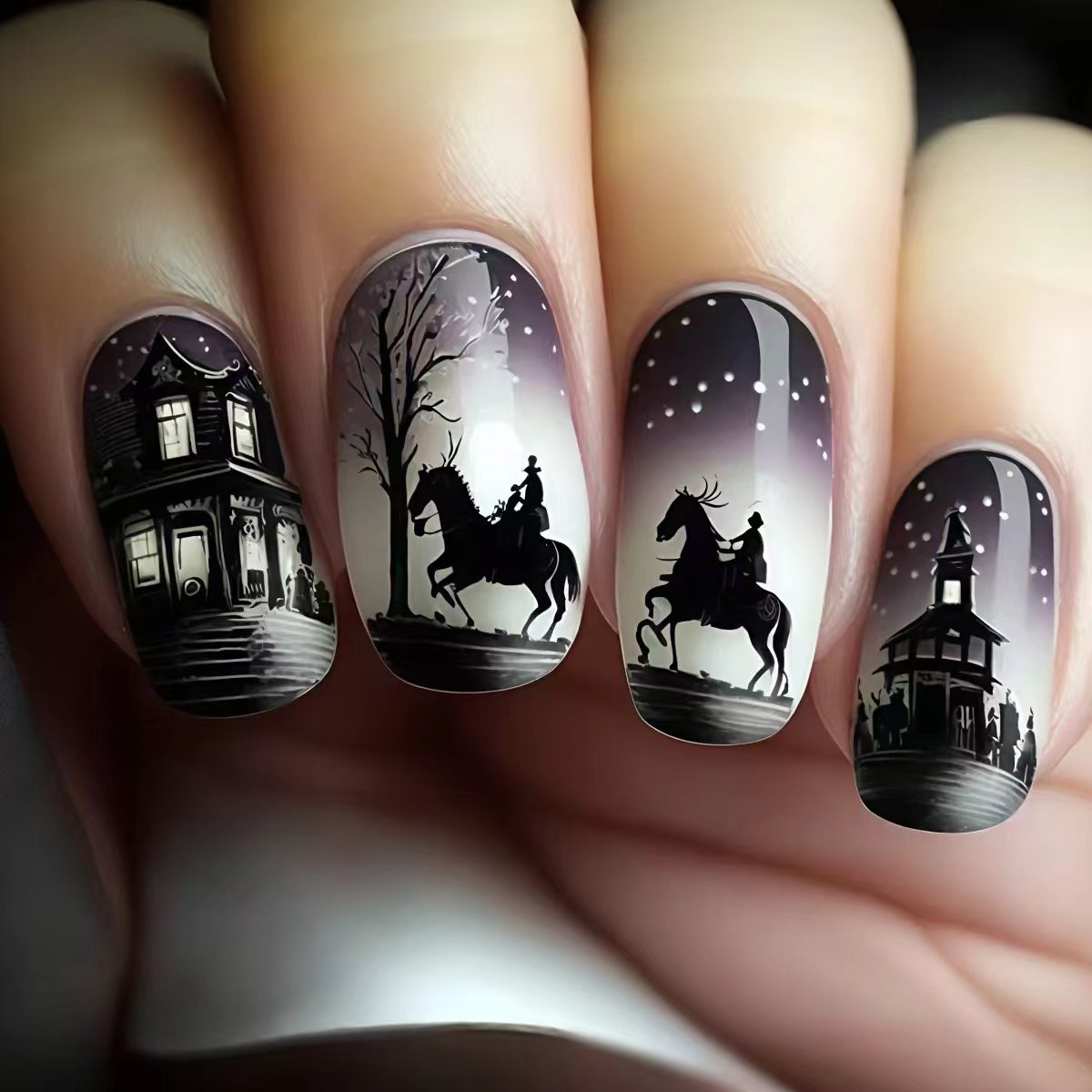 Kunstnägel mit Geheimnisvollem Winterlandschaftsdesign Brehn