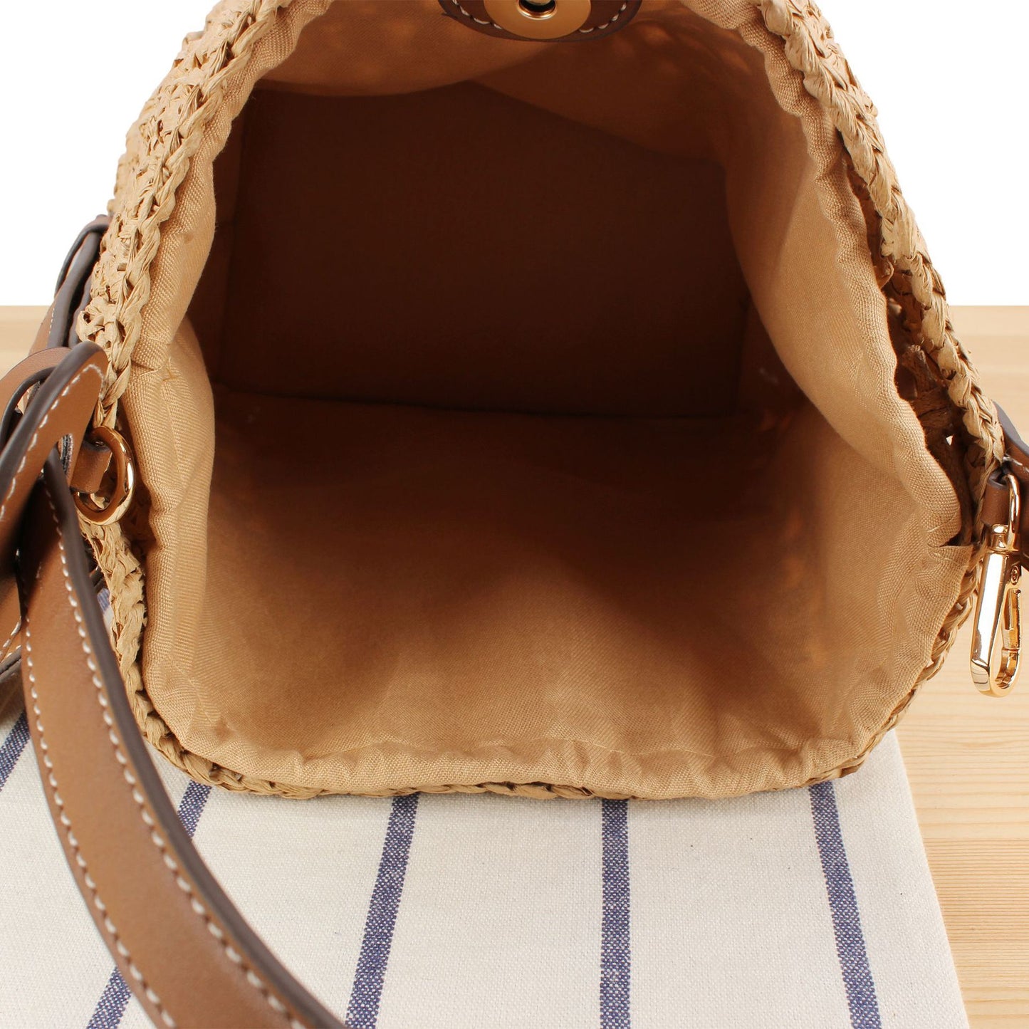 Geflochtene Bast-Handtasche mit Eleganter Lederverzierung Brehn