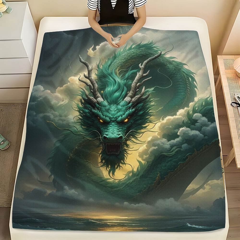 Künstlerische Drachenmuster-Wurfdecke