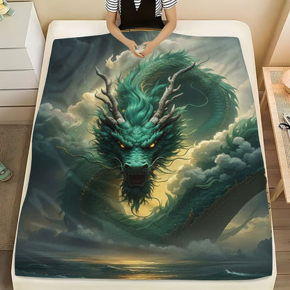 Künstlerische Drachenmuster-Wurfdecke