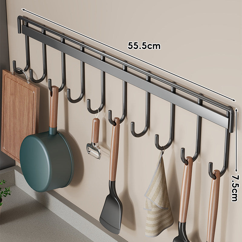 Wandmontierte Mehrfachhaken Küchenutensilien und Pfannenhalter Rack