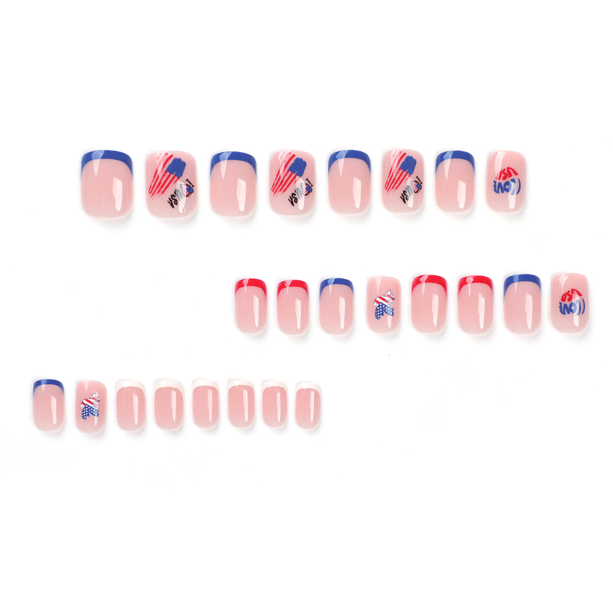 Kunstvolle Nagelkunst mit patriotischen Designs Brehn