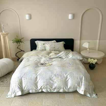Botanisches Baumwollsatin Bettbezugset mit luxuriösem Satinrand & wendem Design