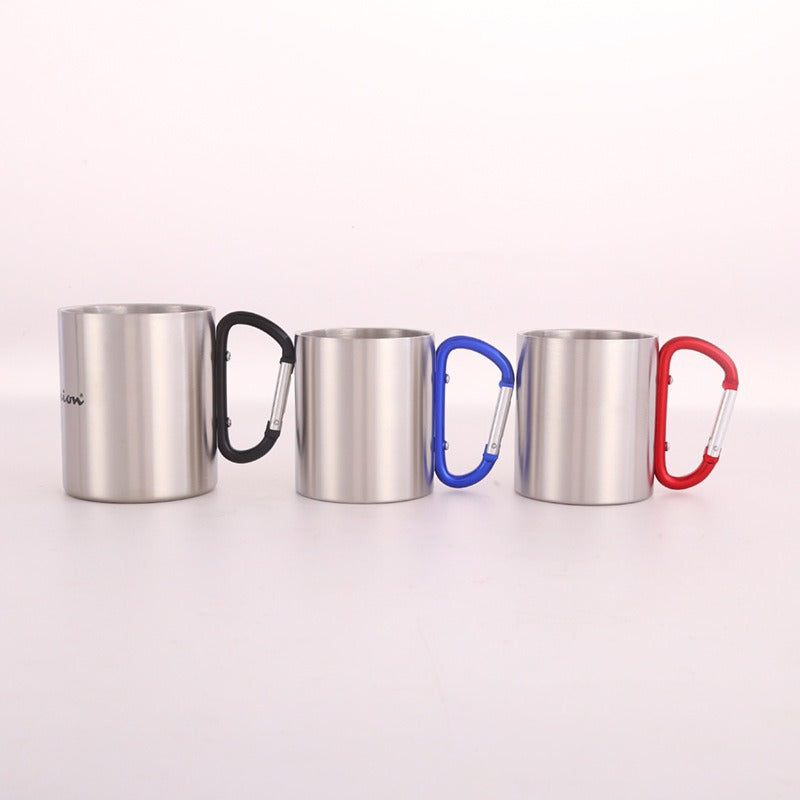 Damen Edelstahl Kaffee-Becher mit Karabiner Griff Brehn