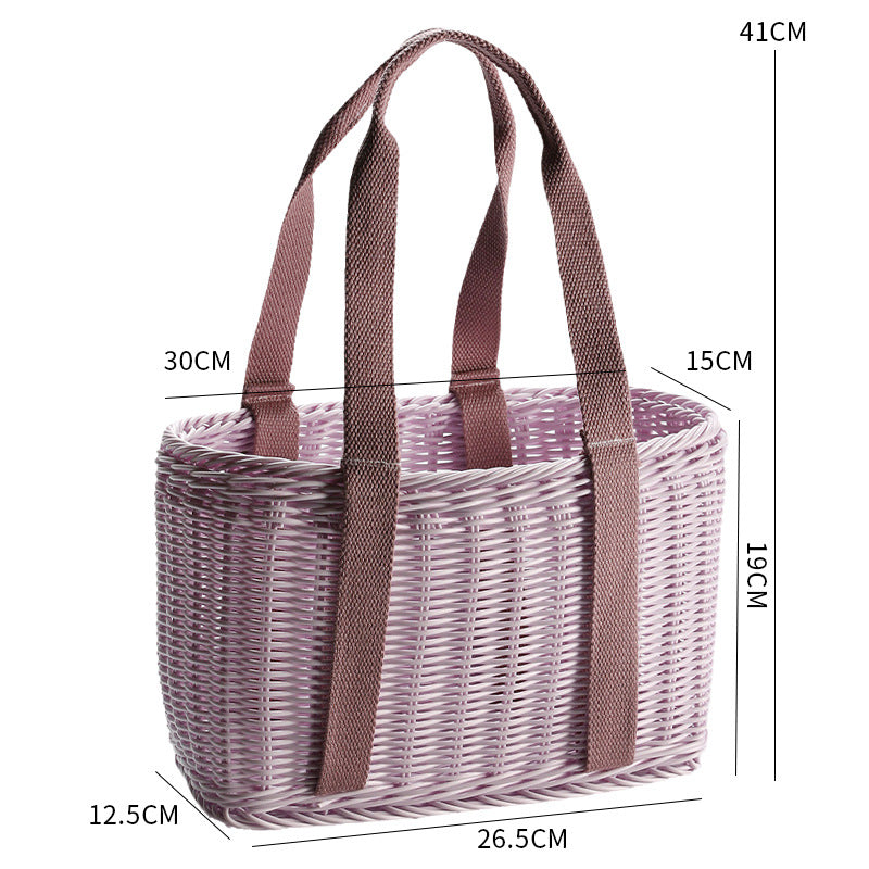 Unisex Robust geflochtener Einkaufskorb mit bequemen Stoffgriffen Brehn
