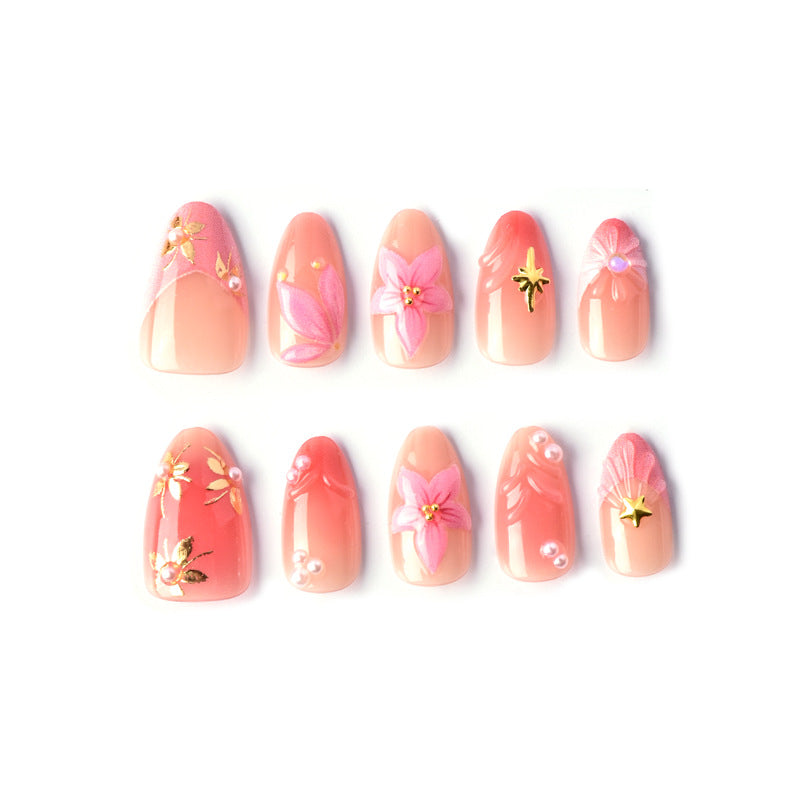 Florale Verzierungen Press-On Nagelkunst Brehn