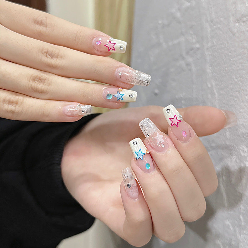 Dekorativer glitzernder Press-On-Nagelset Brehn