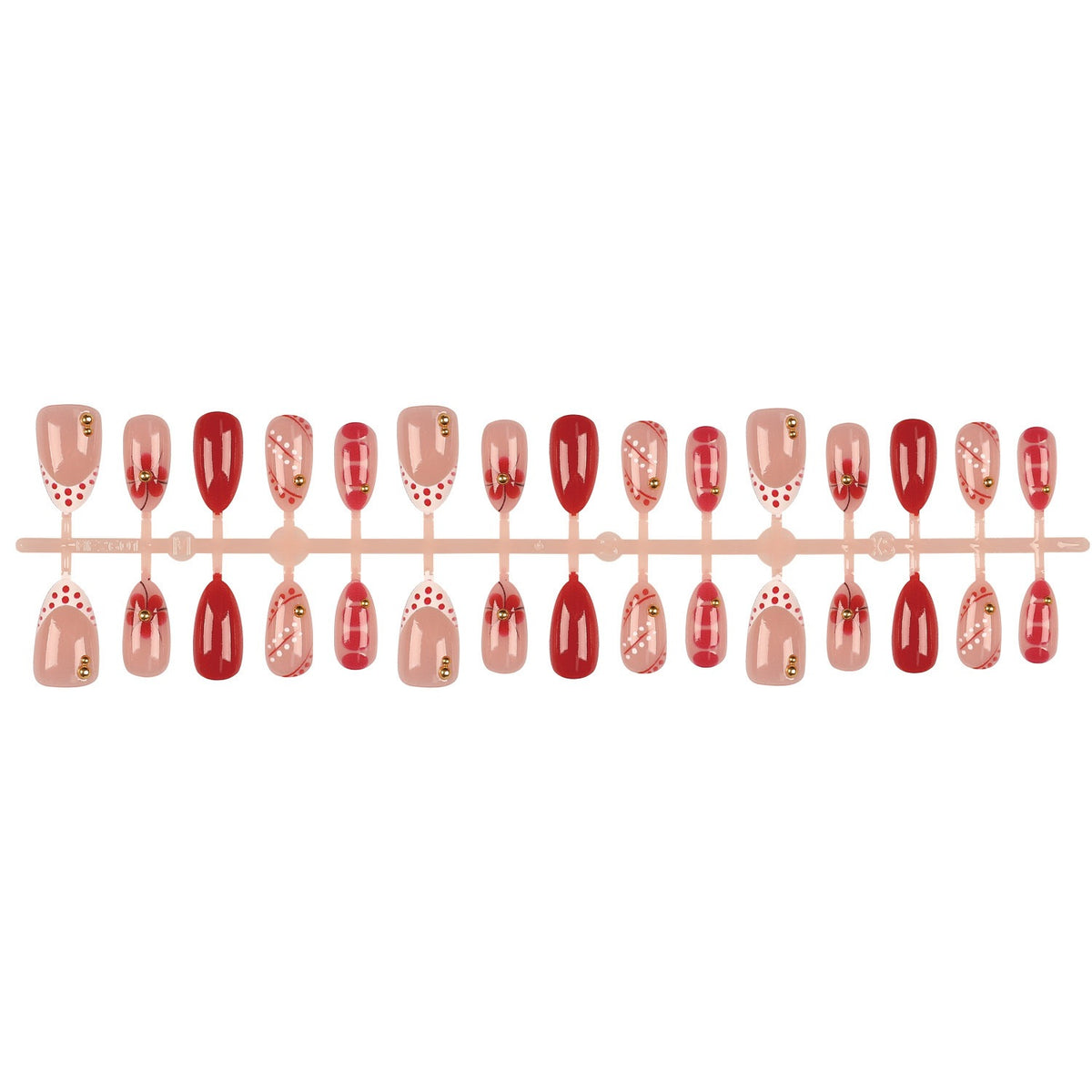 Künstlerisches Press-On Nail Set mit dekorativen Akzenten