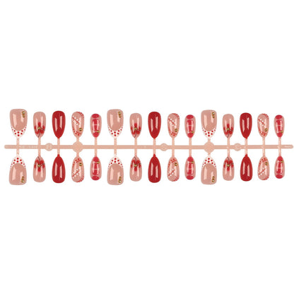 Künstlerisches Press-On Nail Set mit dekorativen Akzenten