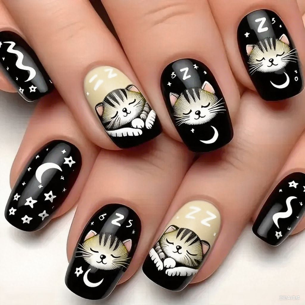 Verspielt Kätzchen-Themen Nagelkunst Brehn