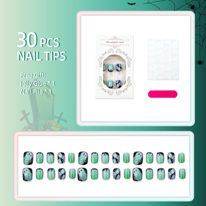 Spooky Ghost-inspirierte Press-On-Nagelset