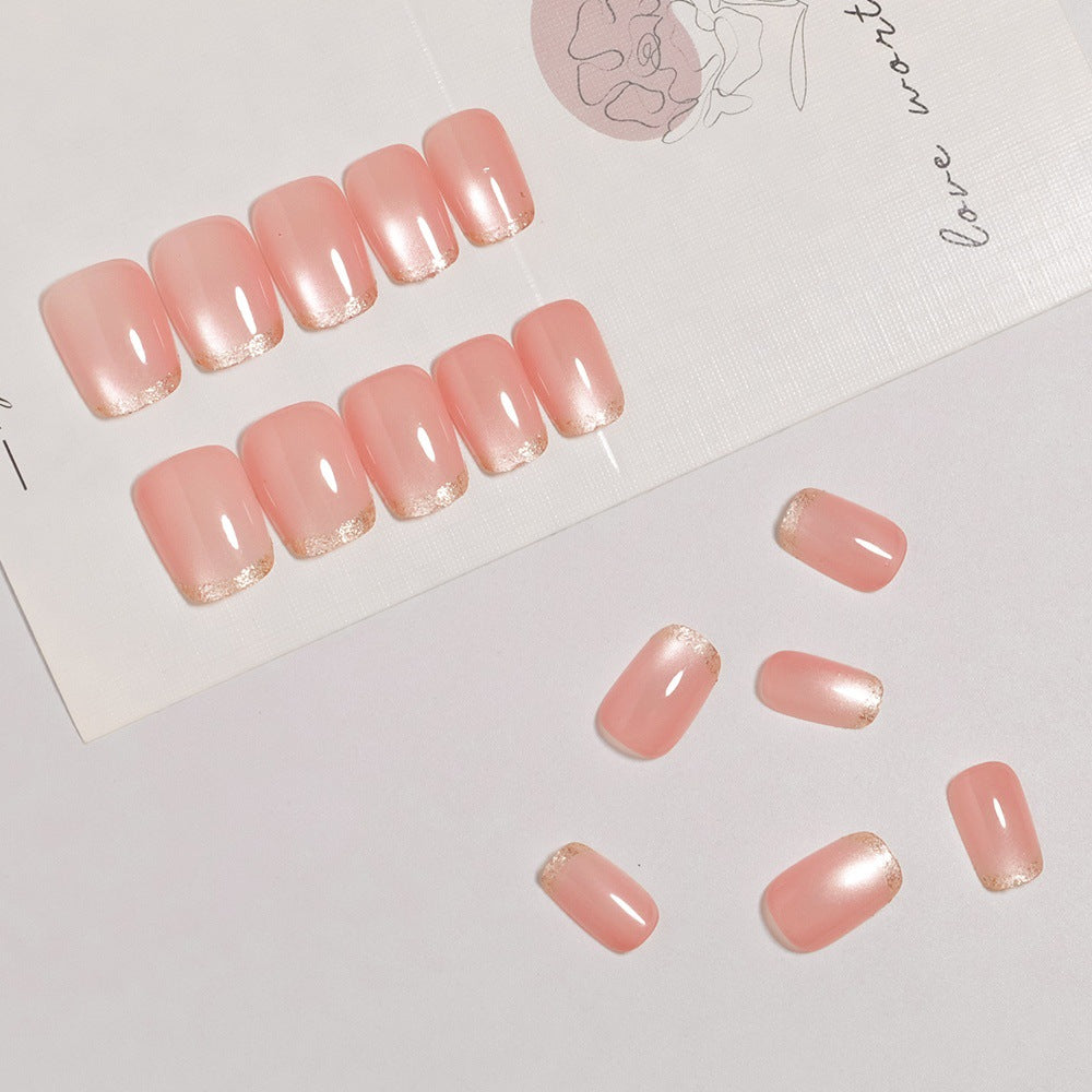 Glänzende French Tip Drucknägel mit Schimmer-Effekten Brehn