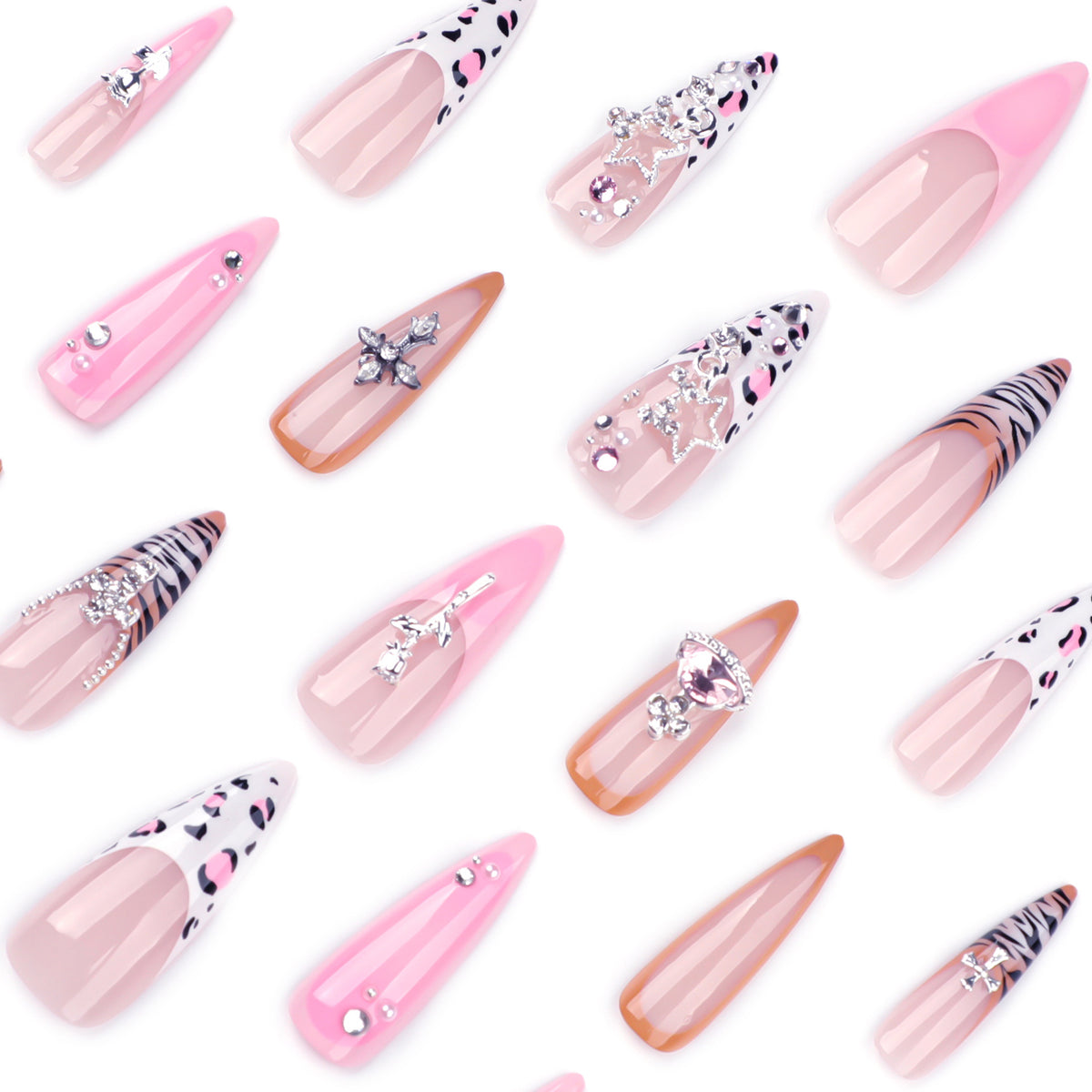 Kunstvolle Stiletto-Nägel mit Glitzer- und Strassverzierungen Brehn