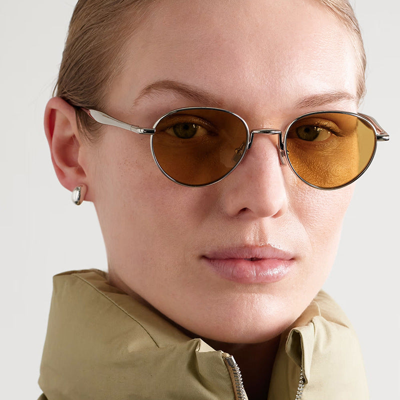 Damen runde Sonnenbrille mit elegantem Metallrahmen und UV-Schutz Brehn