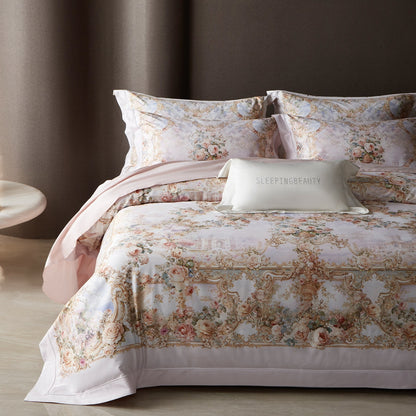 Luxuriöses Floral Baumwollsateen Bettbezug Set