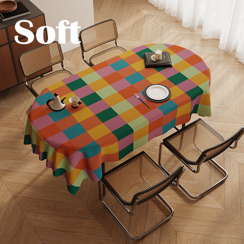 Wavy-Stripe Rectangular Tablecloth with Soft-Touch Polyester, Anti-Wrinkle & Stain-Resistant Finish