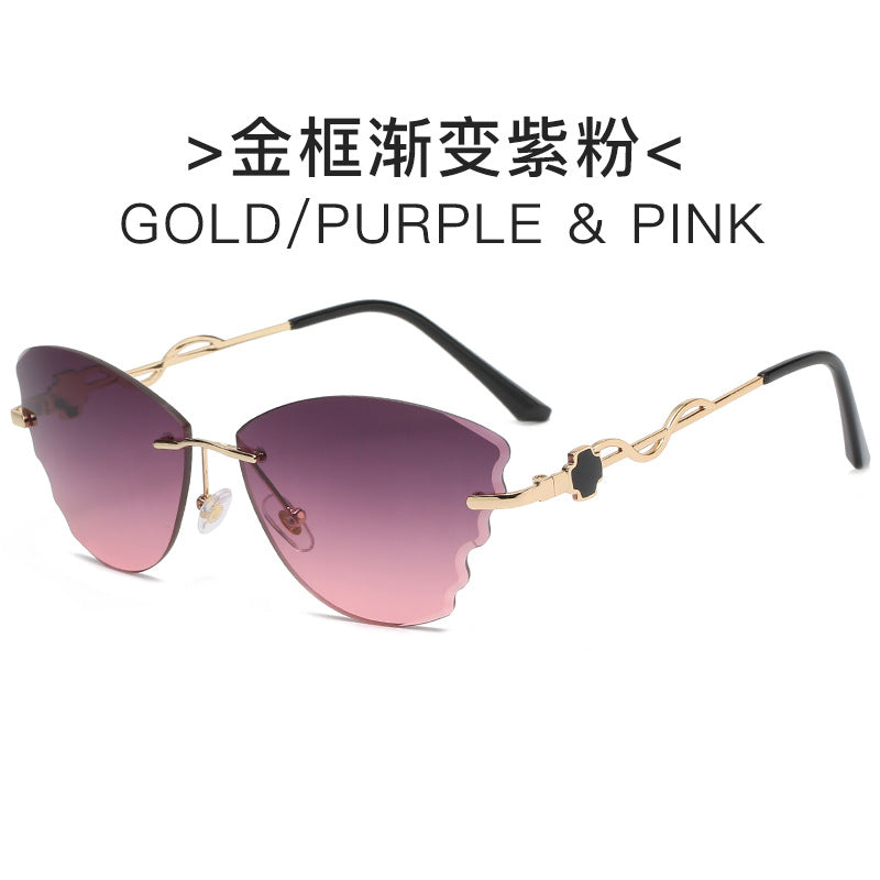 Damen extravagante Cat-Eye Sonnenbrille mit goldenen Akzenten Brehn