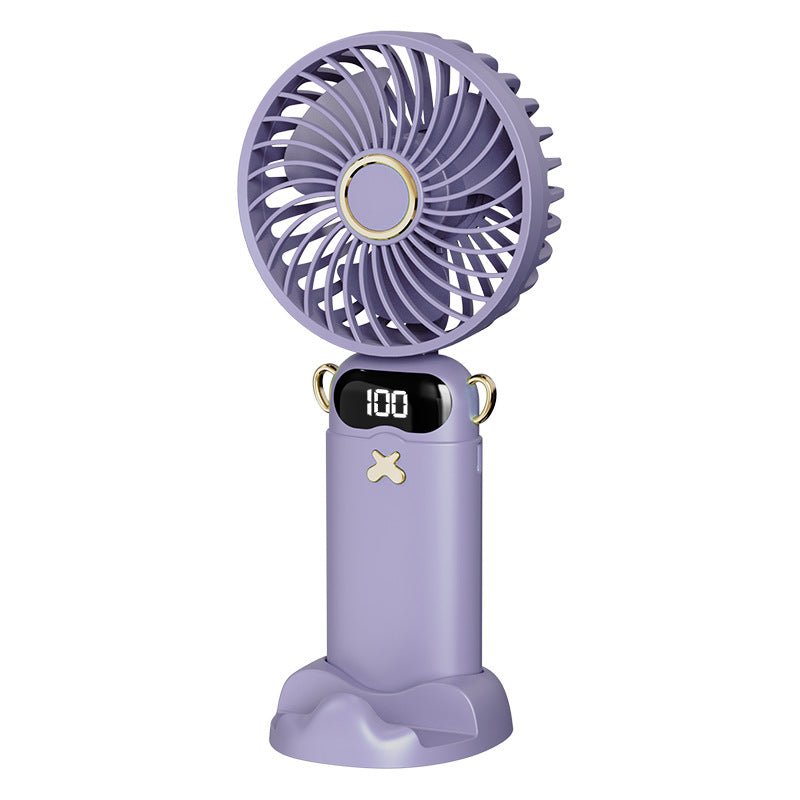 Kühlender wiederaufladbarer tragbarer Mini-Ventilator mit digitaler Batteriestandsanzeige und süßem Schreibtischständer Brehn