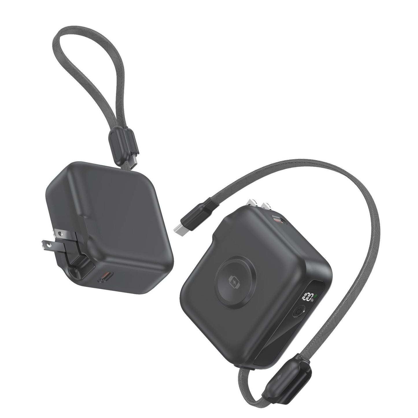 Kompaktes Ladegerät mit Integriertem Usb-C-Kabel und Digitalem Display Brehn