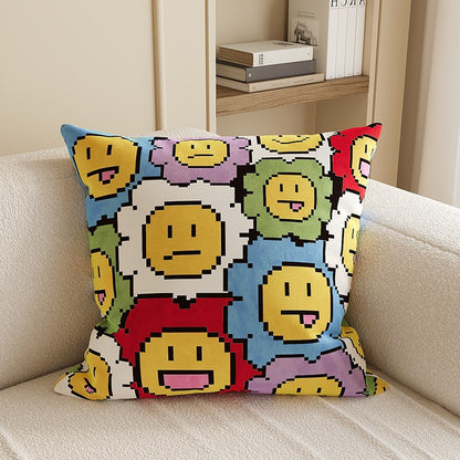 Square Plush Decorative Cushion Pillow with Illustrated House 'Room' Motif