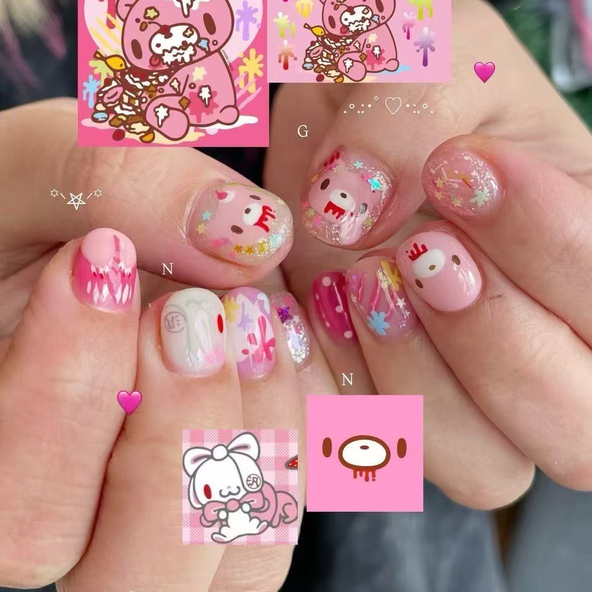 Süßes Charakter Press-On Nagelkunstset Brehn
