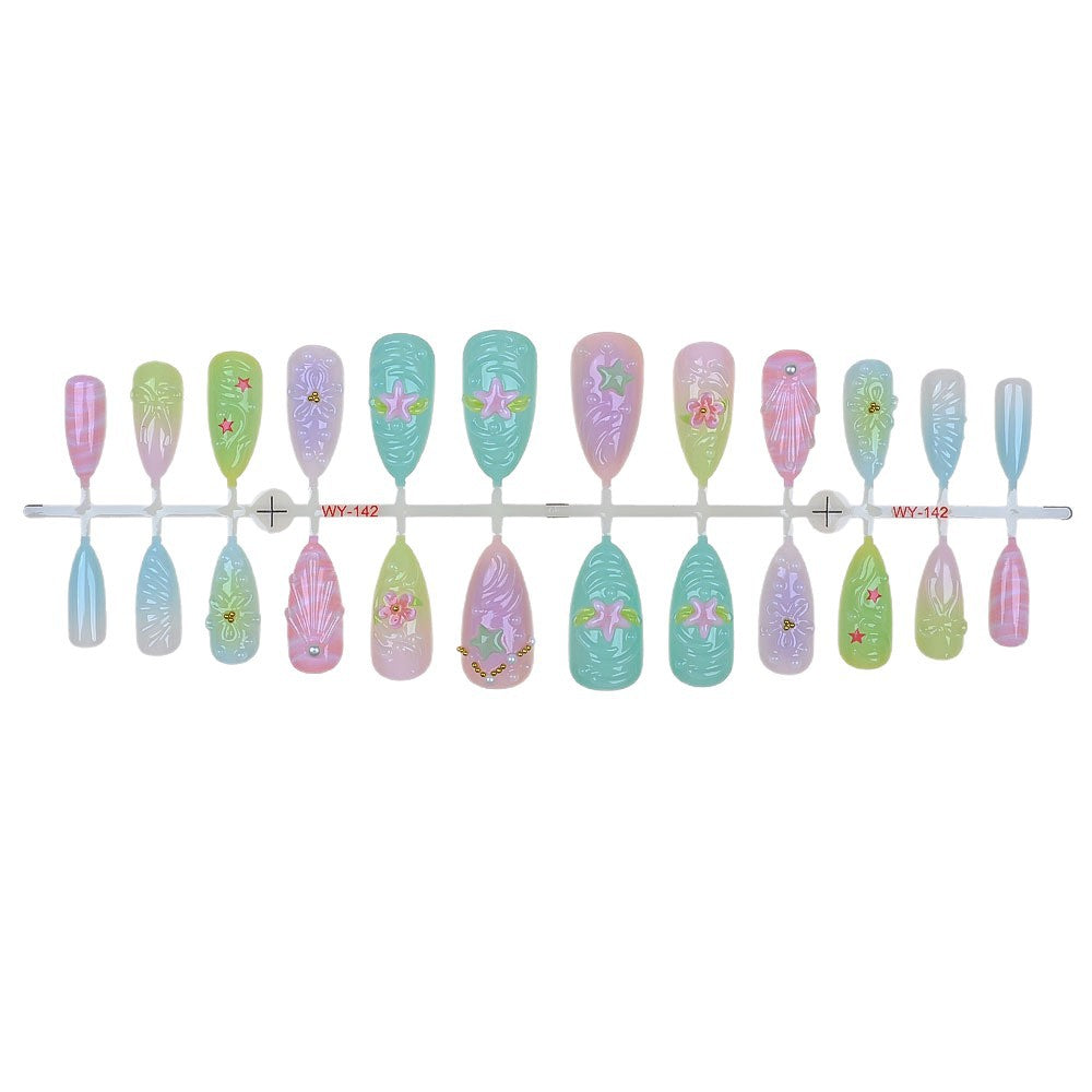 Künstlerisch Natur-inspiriertes Press-On Nagelset Brehn
