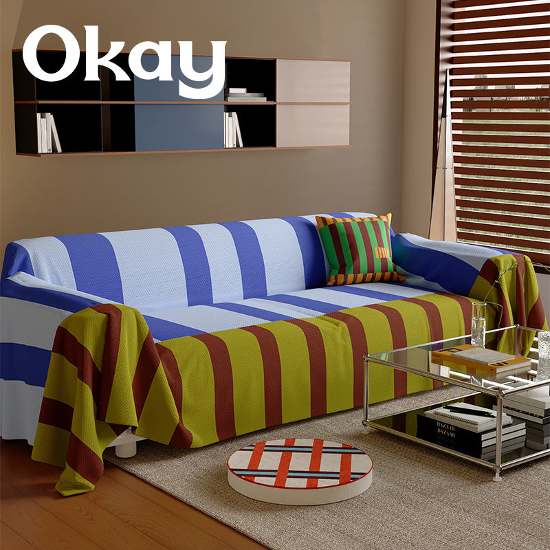 Stretch Striped Sofa Slipcover with Full-Seat and Arm Protection