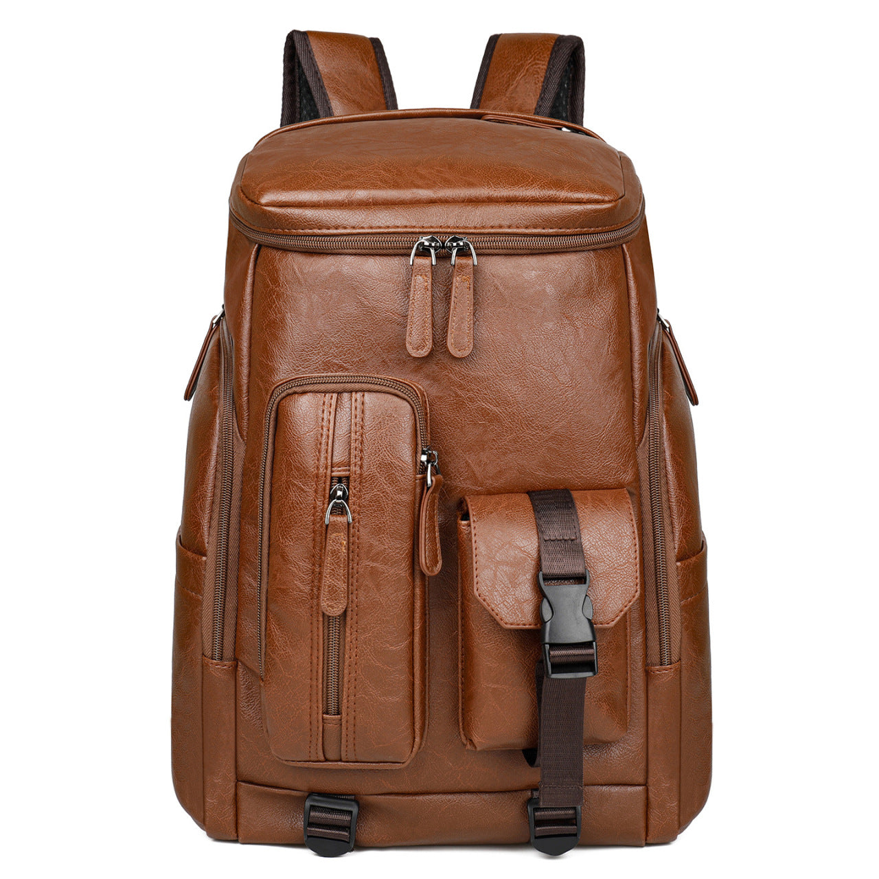 Stylischer Multi-Taschen Kunstleder Laptop Rucksack