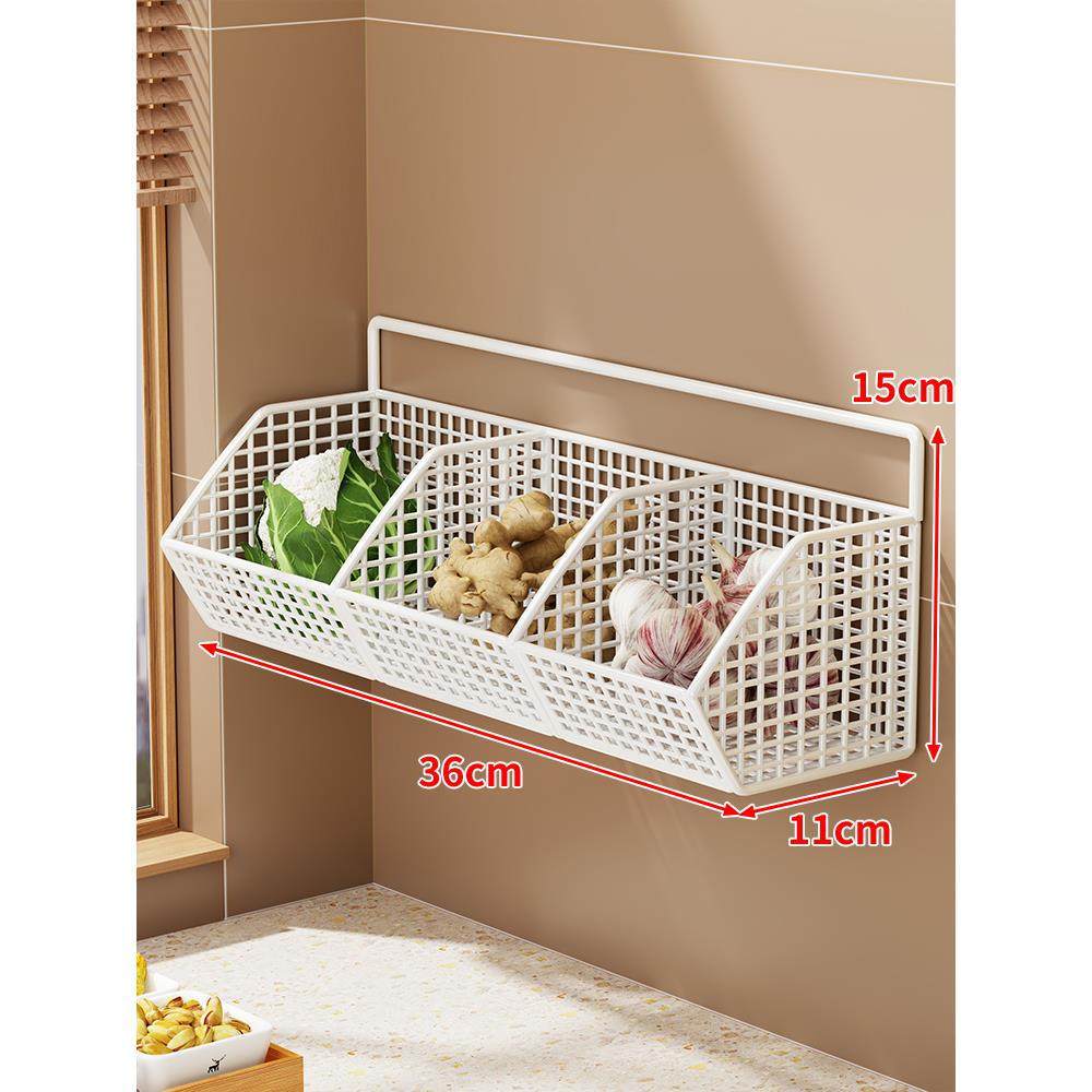 Wandmontierter zweistufiger belüfteter Küchenprodukten Lagerkorb